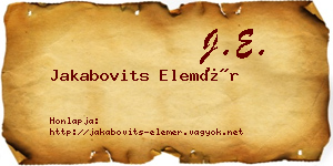 Jakabovits Elemér névjegykártya