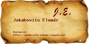 Jakabovits Elemér névjegykártya